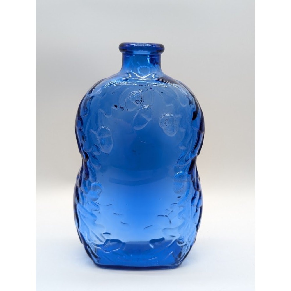 Vintage Cobalt Blue Glass Peanut Bottle Embossed Textured Bud Vase Canada 6 inch